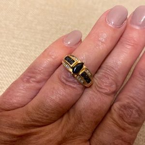 Sapphire and Diamond Ring 14k Sz 5-1/2